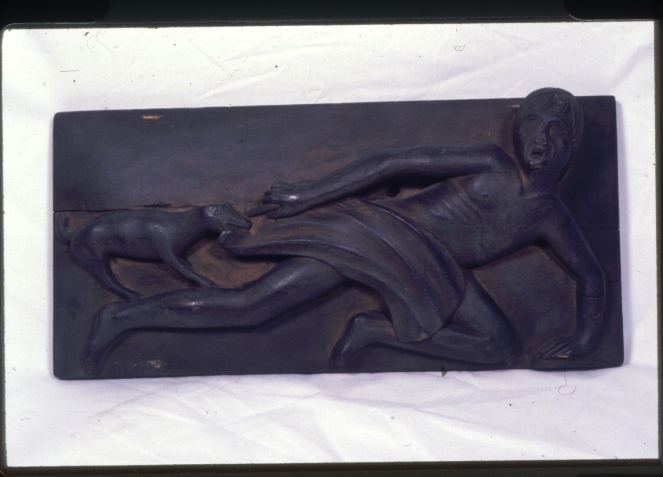 Swimming Man with Dog. Pierre Joseph Landry, c. 1835. Wood, 7 x 14 ¾ x 3 inches. Gift of the Heirs of Pierre Landry, Louisiana State Museum 06485.