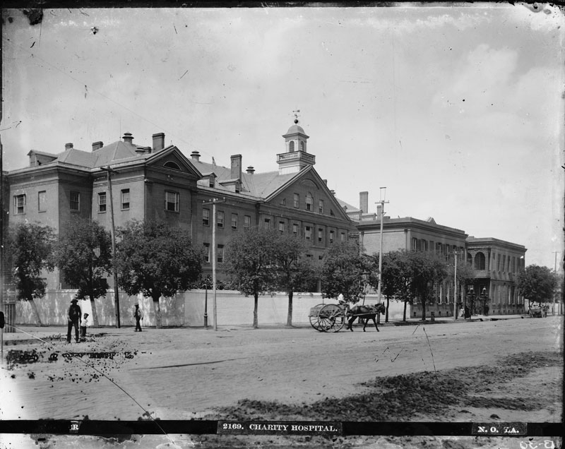 Charity Hospital. George François Mugnier, c. 1880–1920. Collodion on glass plate, 8 x 10 inches. Louisiana State Museum 09813.0032.