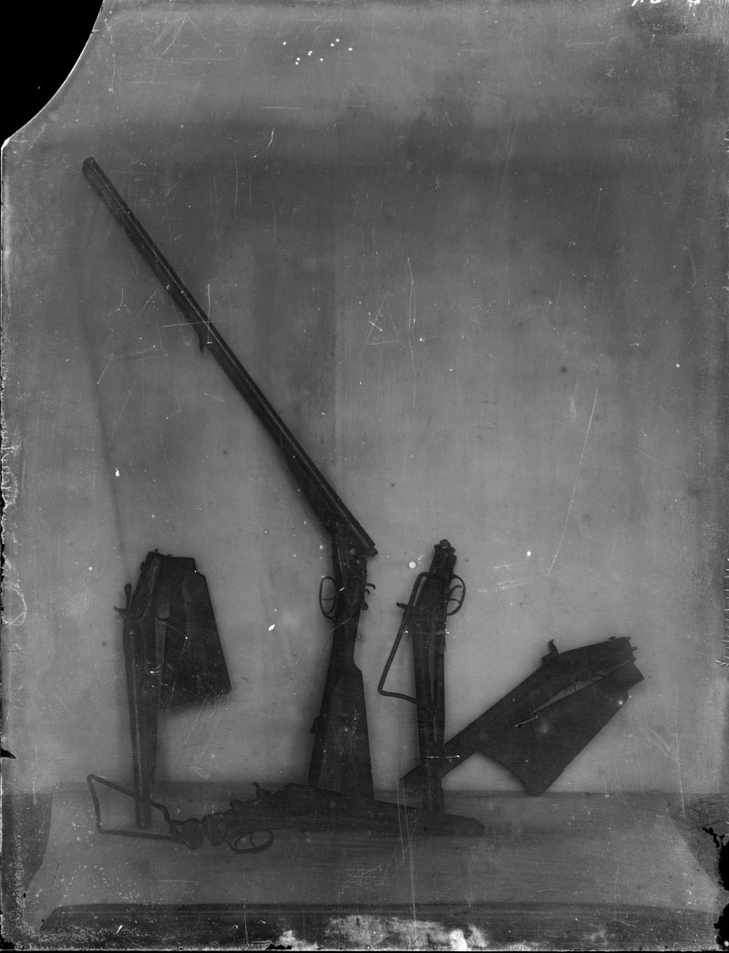 Shotguns. George François Mugnier, c. 1885. Collodion on glass plate, 8 x 10 inches. Louisiana State Museum 09813.0083.