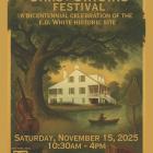 Colorful event poster for Oaks & Origins Festival: A Bicentennial Celebration of the E.D. White Historic Site, held Saturday, November 15, 2025, from 10:30 a.m. to 4 p.m. at the E.D. White Historic Site in Thibodaux, Louisiana. The design features vintage oak trees, bayou imagery, and historic motifs in earthy greens and browns. Text highlights live Cajun music, folklife exhibits, art and craft vendors, cooking demonstrations, local food, and a visit from Papa Noël. Hosted by the Friends of the E.D. White H