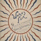 Decorative 19th-century sheet music cover titled “World’s Fair Polka-March” by Henry Wehrmann Jr. of New Orleans, featuring a circular sunburst design with red and blue rays radiating outward from stylized lettering.