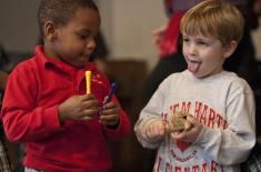 Two children having fun doing activities