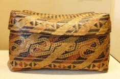 This double-woven lidded basket is an excellent example of the Chitimacha weaver's art.