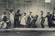 King Oliver's band playing on the sidewalk, Walter C. Allen, 1921. Gift of the New Orleans Jazz Club. Louisiana State Museum 1978.118(B).00665.