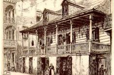 Madam John's Legacy. Morris Henry Hobbs, 1939. Etching, 6 1/8 x 5 7/8 inches. Gift of Mr. Raymond Samuel, Louisiana State Museum 1983.038.