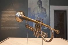 Louis Armstrong’s first cornet. Champion Silver Piston. Manufactured by Lyons and Healy, ca. 1913. Gift of the New Orleans Jazz Club. Louisiana State Museum 1978.118(A).155a. 