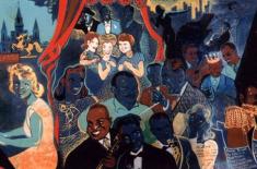 Jazz Mural at Dixie’s Bar of Music. Xavier Gonzales, 1938-1941. Oil on canvas, 60  x 370 inches. Signed upper right in black paint, “Xavier Gonzales, New York.” Gift of Irma and Yvonne Dixie Fasnacht. Louisiana State Museum 1978.61.