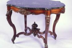 Marble-top parlor table. William McCracken, c. 1860. Marble, rosewood. Louisiana State Museum 1982.001.35.