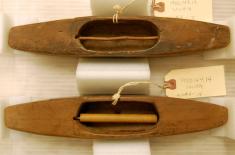 Acadian Weaving Shuttles, c. 1860. Wood. Gift of Friends of the Cabildo. Louisiana State Museums 1980.144.13-.14
