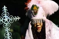 Cherice Harrison-Nelson, Big Queen of the Guardians of the Flame Maroon Society. St. Joseph’s Night. Photograph by Cheryl Gerber Photo, 2019.