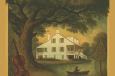 Colorful event poster for Oaks & Origins Festival: A Bicentennial Celebration of the E.D. White Historic Site, held Saturday, November 15, 2025, from 10:30 a.m. to 4 p.m. at the E.D. White Historic Site in Thibodaux, Louisiana. The design features vintage oak trees, bayou imagery, and historic motifs in earthy greens and browns. Text highlights live Cajun music, folklife exhibits, art and craft vendors, cooking demonstrations, local food, and a visit from Papa Noël. Hosted by the Friends of the E.D. White H