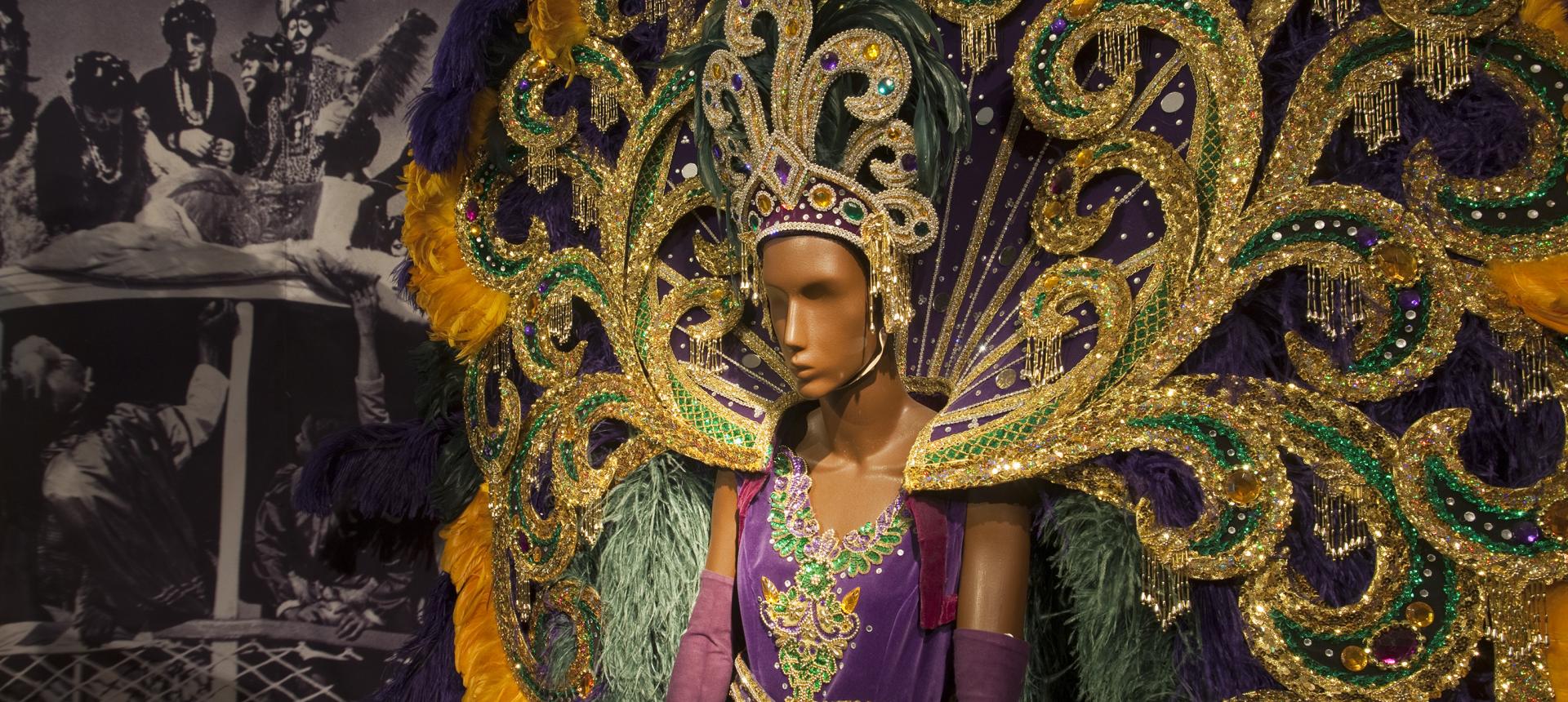 Mardi Gras costume on display at The Presbytere