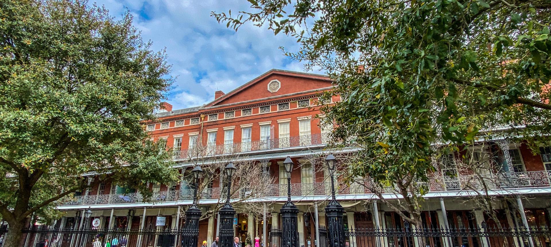 Lower Pontalba as seen from inside Jackson Square