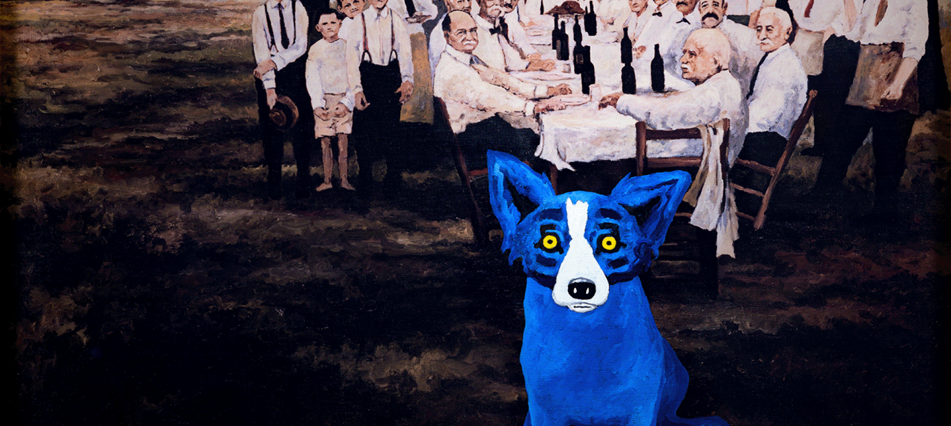 Eat, Drink, and Forget the Blues, 1971/1997. Acrylic paint and direct image transfer on Masonite. Loaned by the George Godfrey Rodrigue Jr. Family Trust.