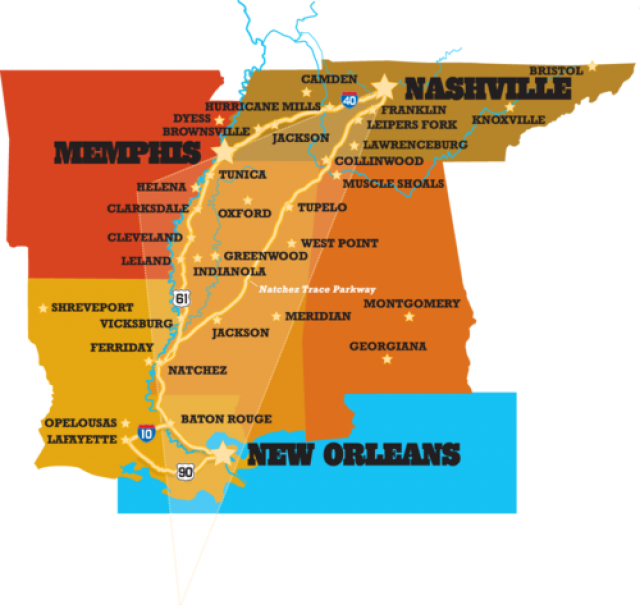 Americana Music Triangle Map Americana Music Triangle Map