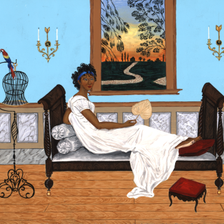 Hopkin's painting entitled "Desiree as Creole Madame Recamier"